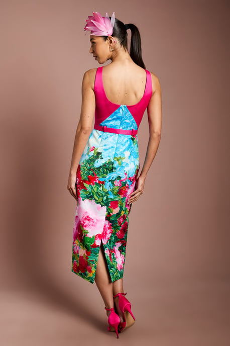 Lisa Tan Printed Column Midi Dress - Image 3