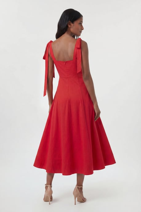 Viscose Linen Tie Strap Woven Prom Dress - Image 3