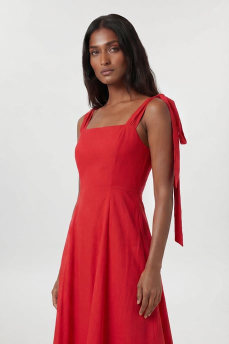 Viscose Linen Tie Strap Woven Prom Dress - Image 4