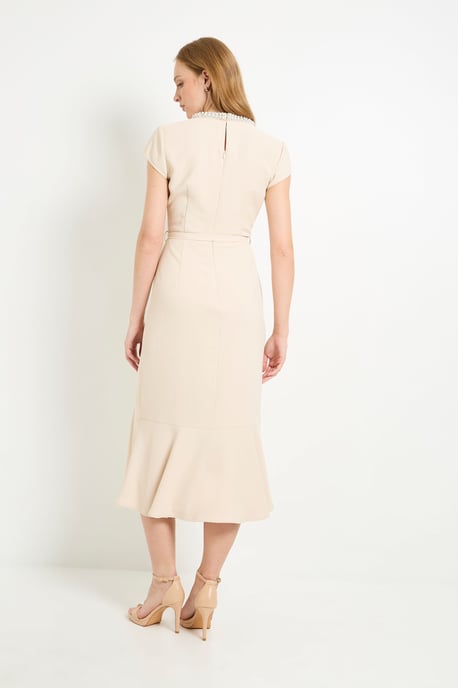 Crepe Embellished Twist Midi Dress - Image 3