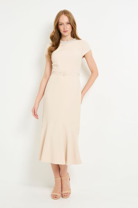 Crepe Embellished Twist Midi Dress - Image 5