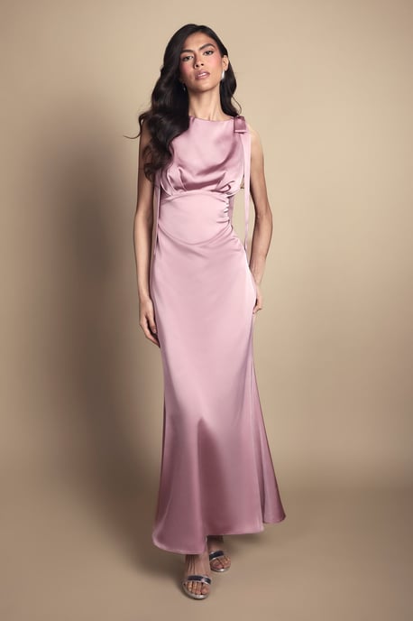Coast Honoured Sleeveless High Neck Tie Shoulder Satin Maxi Bridesmaid Dress - Image 4