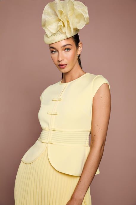 Lisa Tan Bandage Bodice Pleat Skirt Bow Detail Midi Dress - Image 2