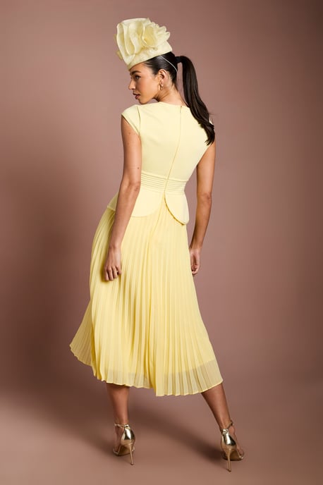 Lisa Tan Bandage Bodice Pleat Skirt Bow Detail Midi Dress - Image 3