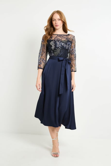 Embroidered Mesh Midi Dress - Image 1