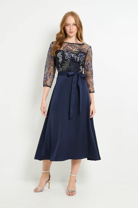 Embroidered Mesh Midi Dress - Image 4