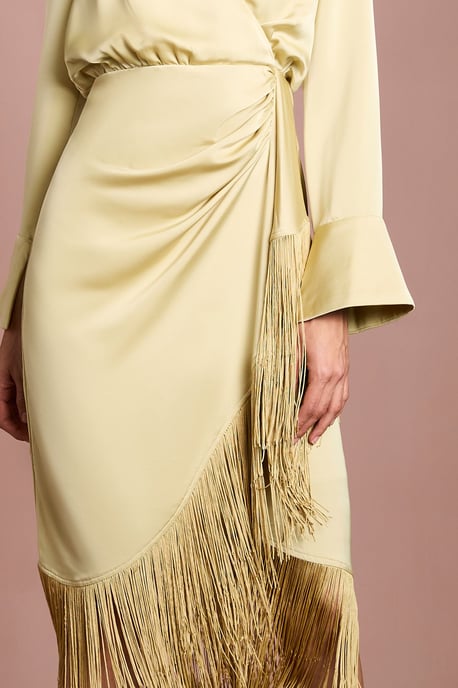 Fringe Satin Shirt Dress - Image 2