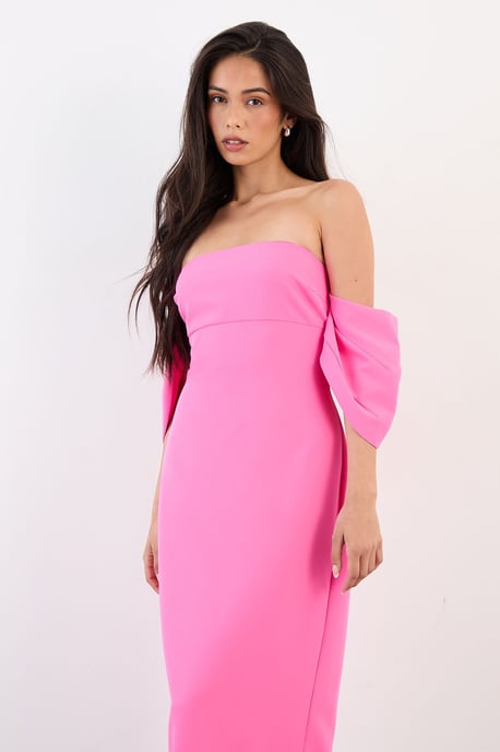 Stretch Crepe Bardot Column Midi Dress - Image 2