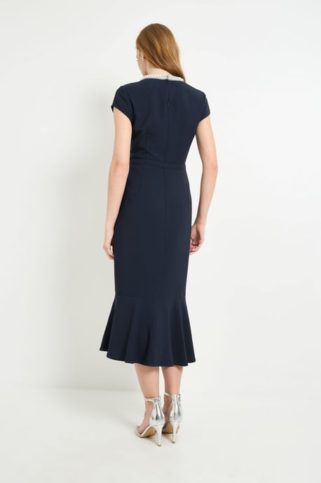 Crepe Embellished Twist Midi Dress - Image 3