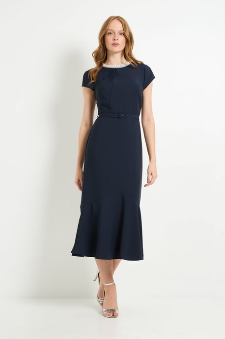 Crepe Embellished Twist Midi Dress - Image 4