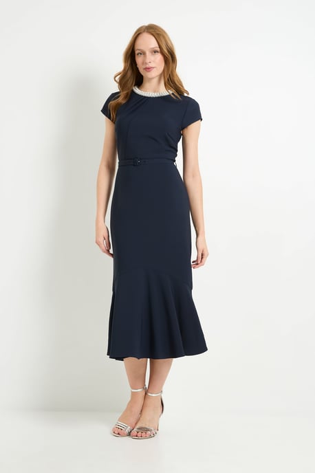 Crepe Embellished Twist Midi Dress - Image 5