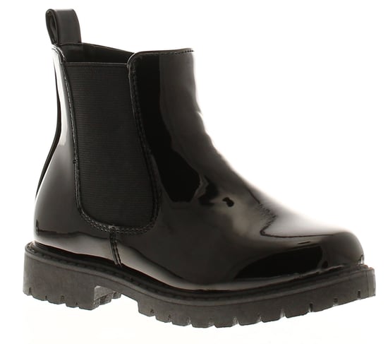 Princess Stardust Girls Boots Ankle Chelsea Smooth Zip Fastening PU Black - Image 1