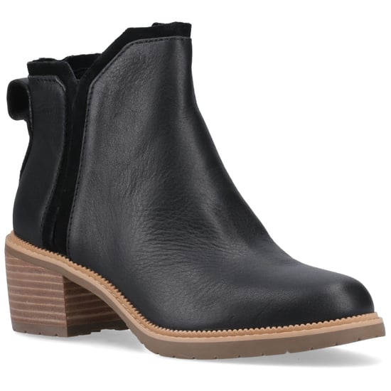 TOMS Hailey Leren Zwarte Enkellaarzen Met Hak Voor Dames - Image 1