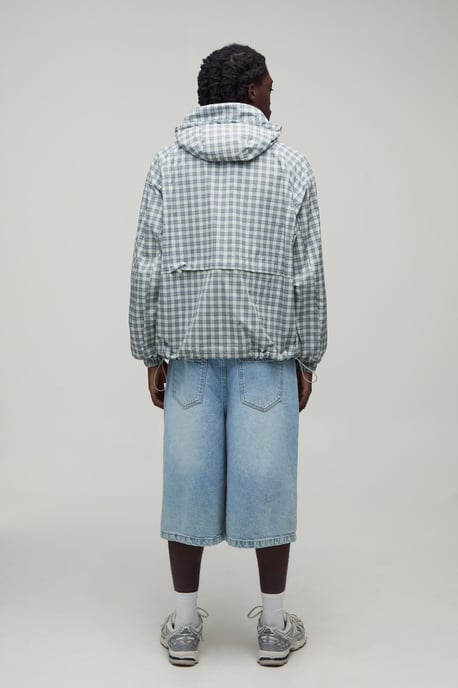 Oversized Boxy Ski Mask Insert Hooded Check Cagoule - Image 2