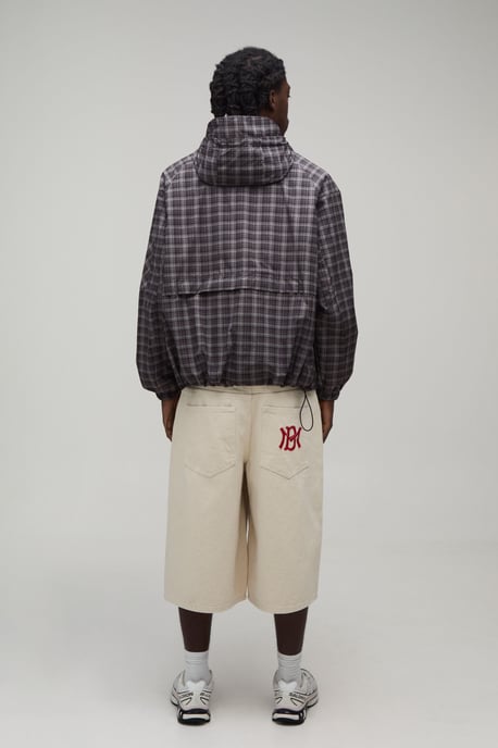 Oversized Boxy Ski Mask Insert Hooded Check Cagoule - Image 2