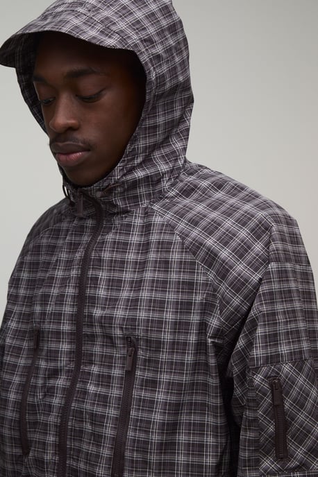 Oversized Boxy Ski Mask Insert Hooded Check Cagoule - Image 3