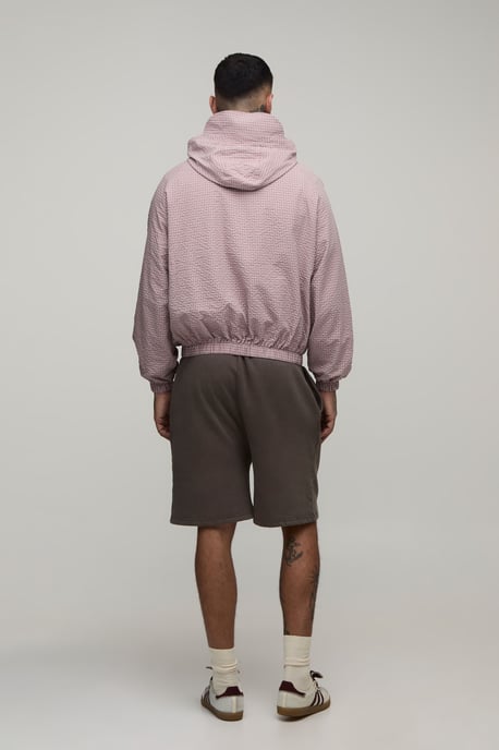 Tall Oversized Boxy Check Hooded Toggle Cagoule - Image 2