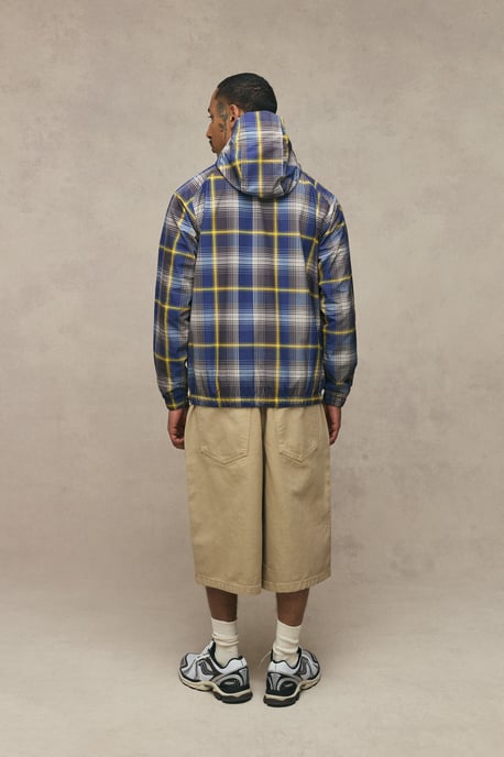 Regular Fit Man Branded Check Cagoule - Image 2