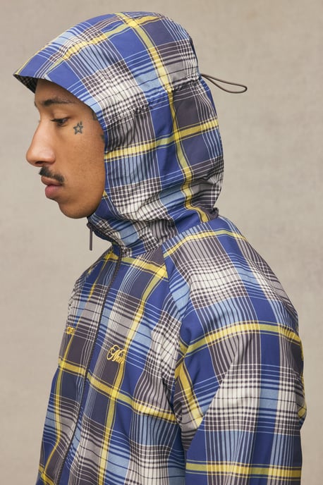 Regular Fit Man Branded Check Cagoule - Image 3