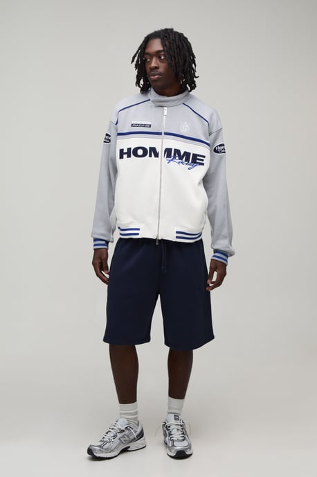 Boxy Fit Biker Neck Colour Block Moto Jersey Jacket - Image 4