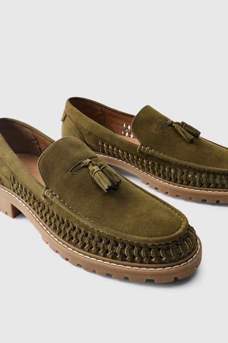 Faux Suede Weave Track Sole Loafer - Image 3