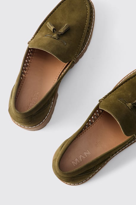 Faux Suede Weave Track Sole Loafer - Image 4