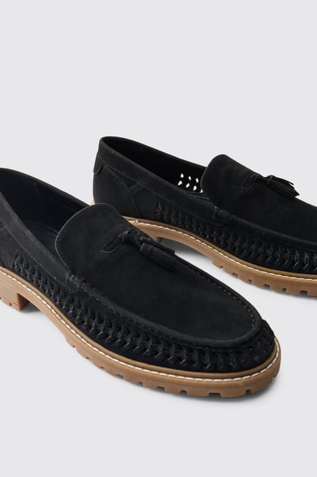 Faux Suede Weave Track Sole Loafer - Image 3