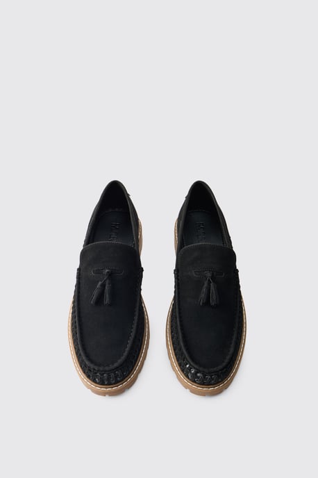 Faux Suede Weave Track Sole Loafer - Image 4