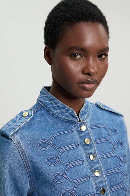 Denim Military Jacket - Image 4