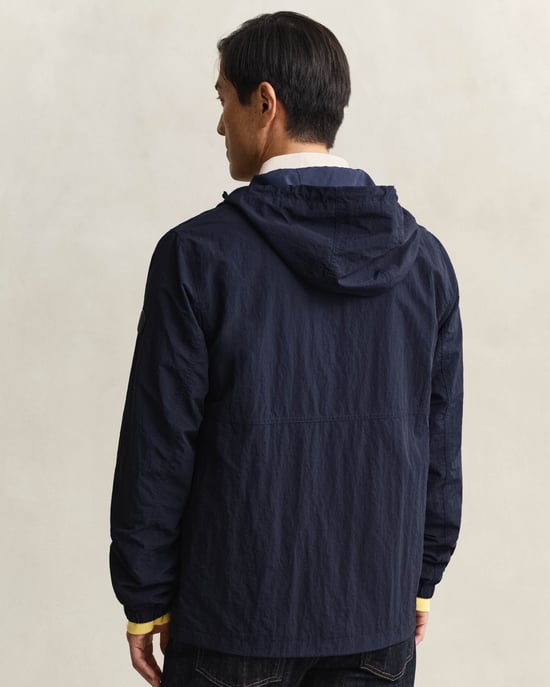 Regular Fit Long Sleeve Logo Detail Windbreaker Jacket in Navy - Image 2
