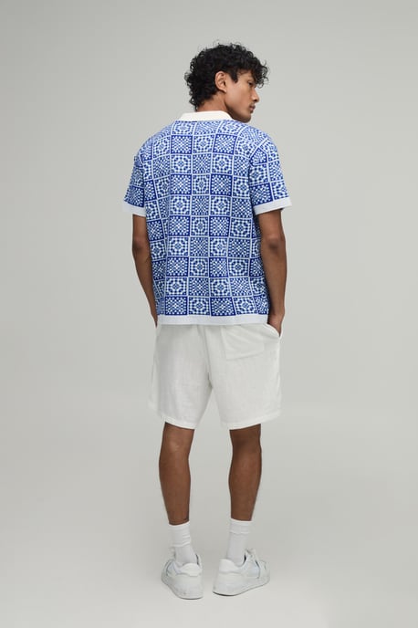Relaxed Crochet Square Knitted Shirt - Image 2