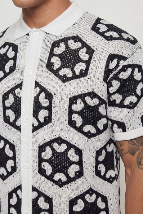 Relaxed Crochet Tapestry Knitted Shirt - Image 4