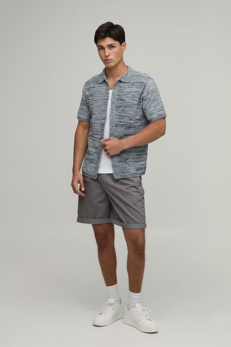 Regular Fit Marled Cotton Blend Knitted Shirt - Image 4