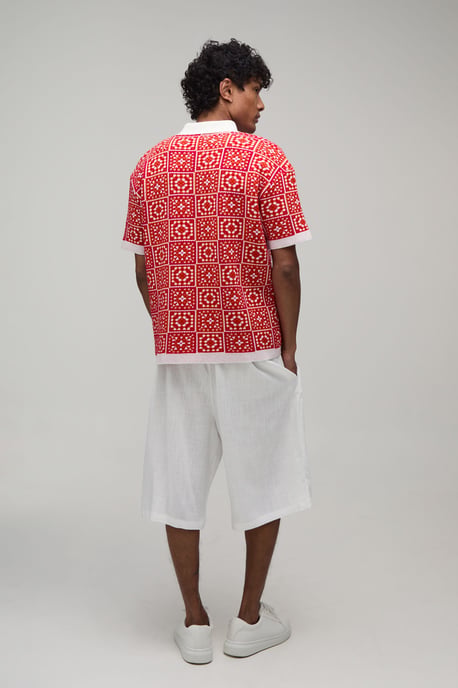 Relaxed Crochet Square Knitted Shirt - Image 2