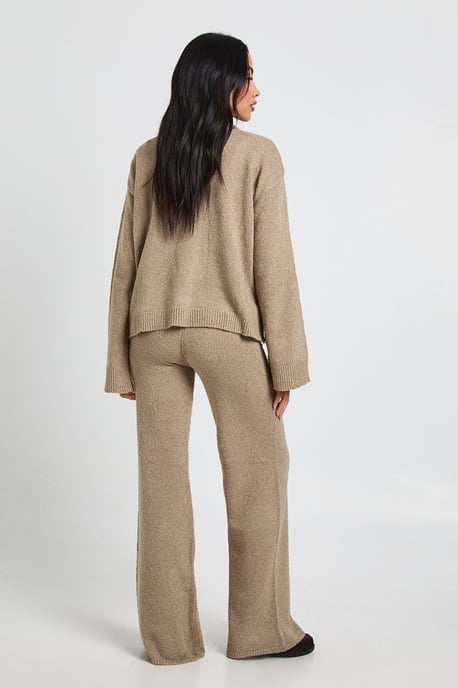 Collared Button Down Oversized Knitted Jumper And Straight Leg Trouser Co-Ord - Image 2
