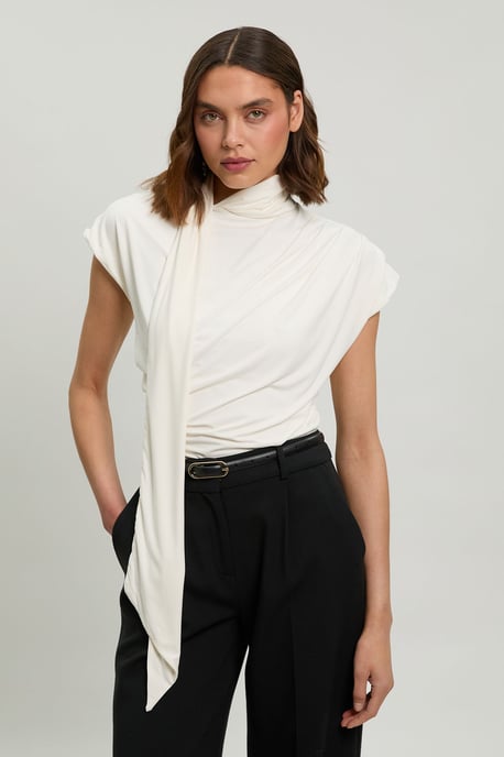 Cowl Neck Tie Detail Jersey Top - Image 2