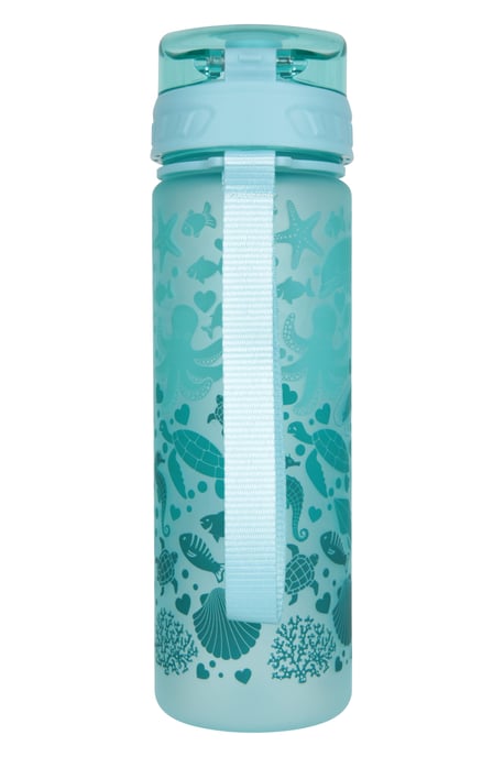 BPA Free Kids Printed Plastic Water Bottle Lightweight Leakproof Push Lid Turquoise - Image 3