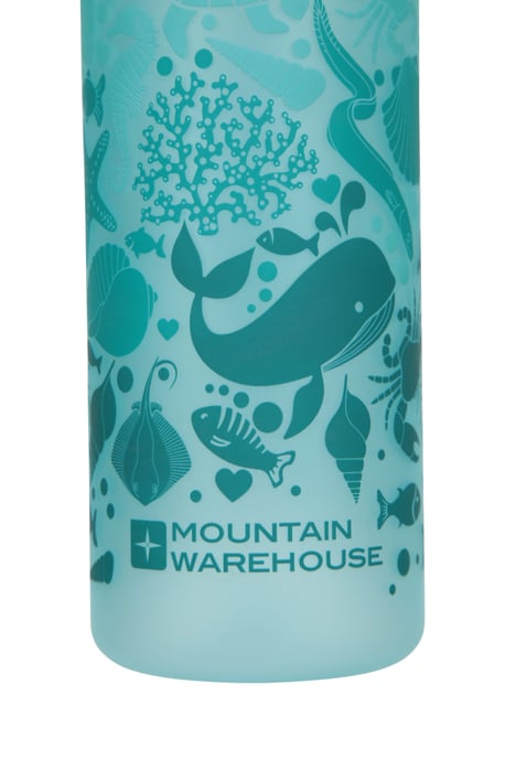 BPA Free Kids Printed Plastic Water Bottle Lightweight Leakproof Push Lid Turquoise - Image 4