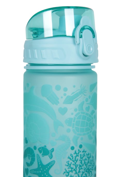 BPA Free Kids Printed Plastic Water Bottle Lightweight Leakproof Push Lid Turquoise - Image 5