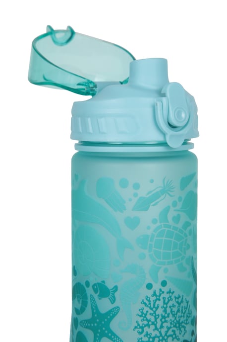 BPA Free Kids Printed Plastic Water Bottle Lightweight Leakproof Push Lid Turquoise - Image 6