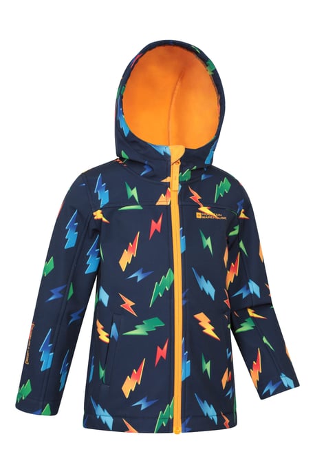'Exodus' Kids Softshell Jacket with Two Side Pockets Fleece Lined Water Resistant Outdoors Coat Yellow - Image 2