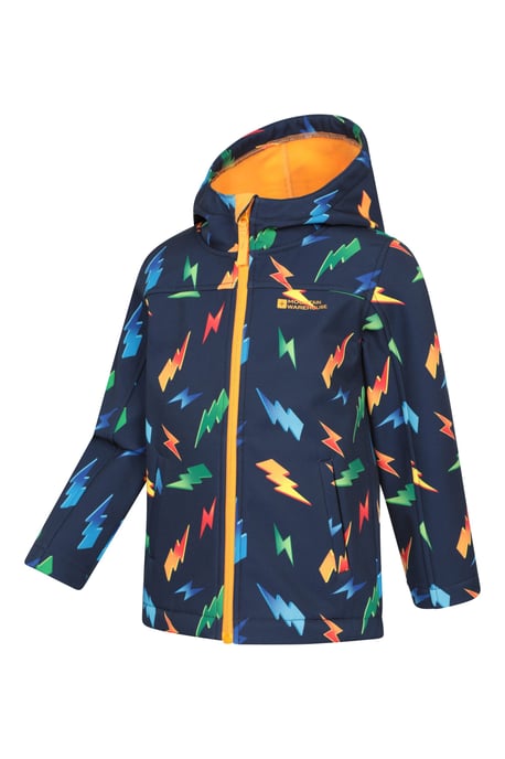 'Exodus' Kids Softshell Jacket with Two Side Pockets Fleece Lined Water Resistant Outdoors Coat Yellow - Image 4