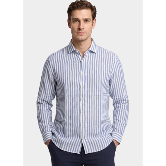 Blue Coast Overhemd heren 100% linnen, lichtgroen streep 118r4/0018 - Image 1