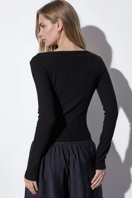 Dames Geribbelde Lange Mouw Crop Top - Image 3