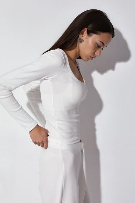 Dames Ribbel Slim-Fit Lange Mouwen Top - Image 2