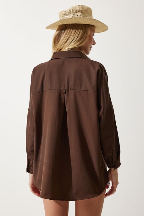 Oversized Poplin Button-Up Shirt with Long Sleeves - Image 6