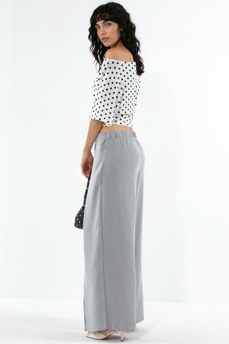 Drawstring Waist Crepe Trousers with Tie Detail - Image 2