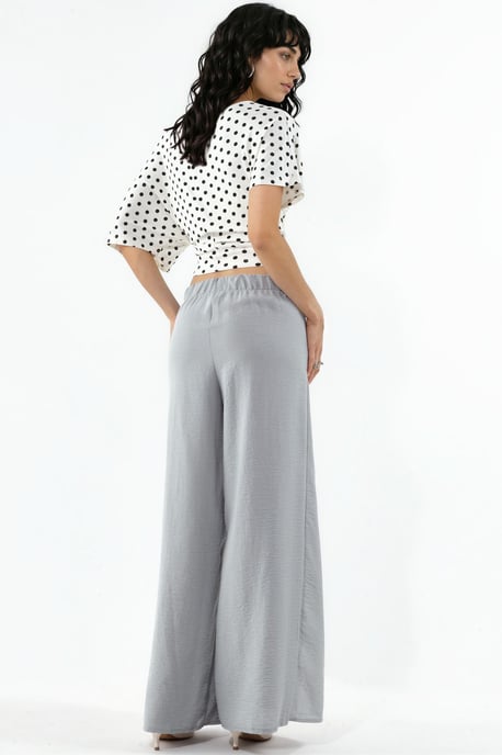 Drawstring Waist Crepe Trousers with Tie Detail - Image 3