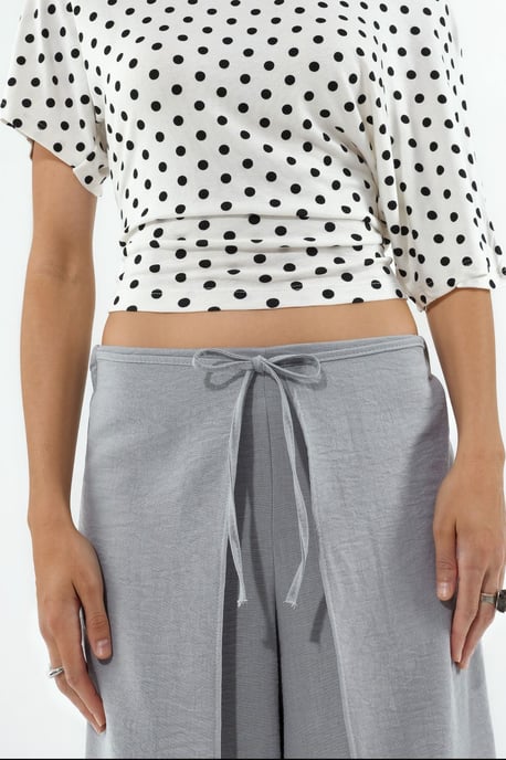 Drawstring Waist Crepe Trousers with Tie Detail - Image 4
