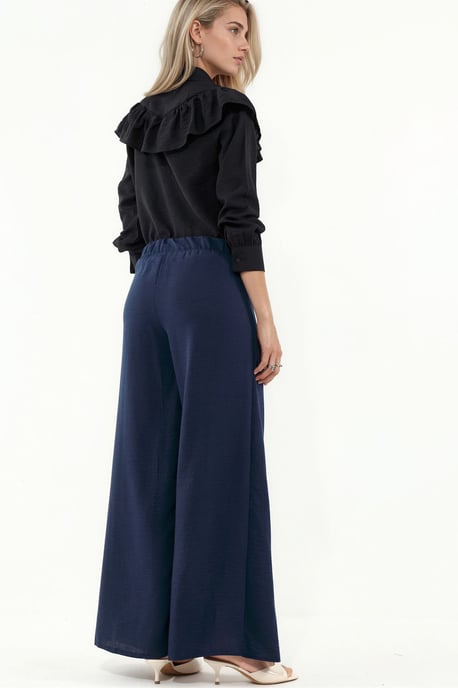 Drawstring Waist Crepe Trousers with Tie Detail - Image 3